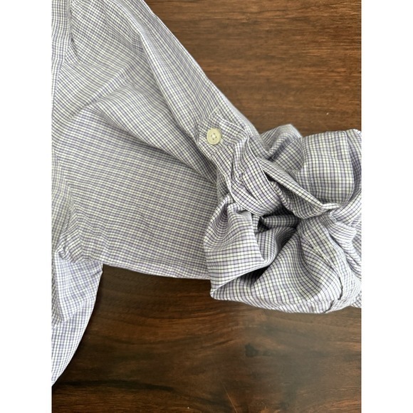 Michael Kors Mens XL Button up Long Sleeve Shirt with Roll up Tabs Check Pattern - Picture 2 of 4